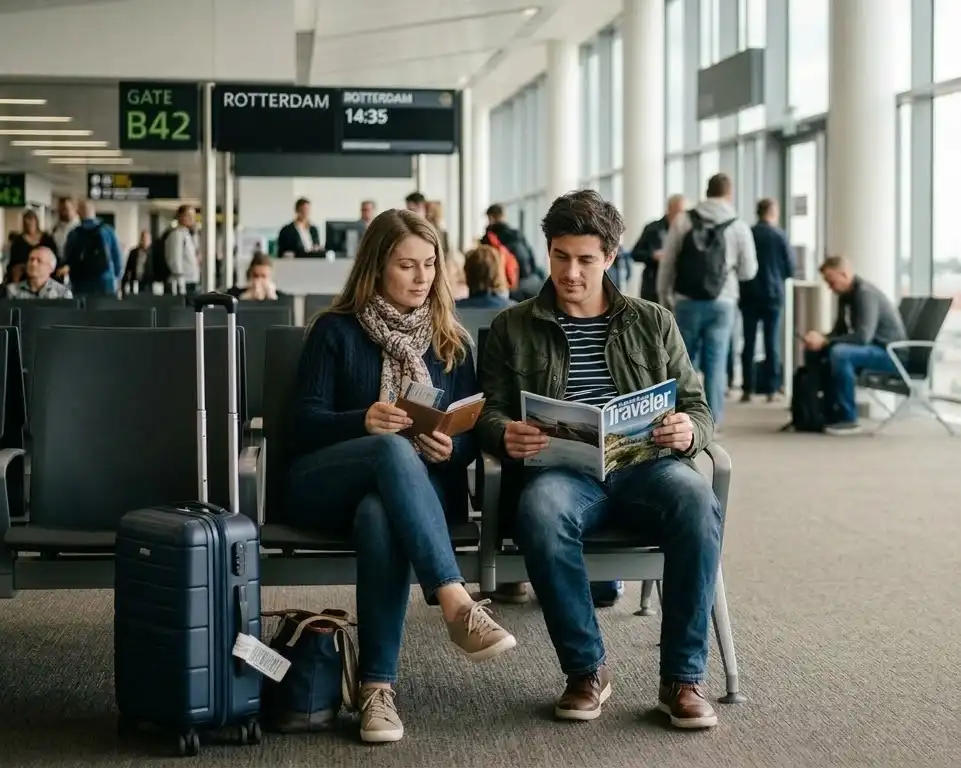 Familie op de luchthaven